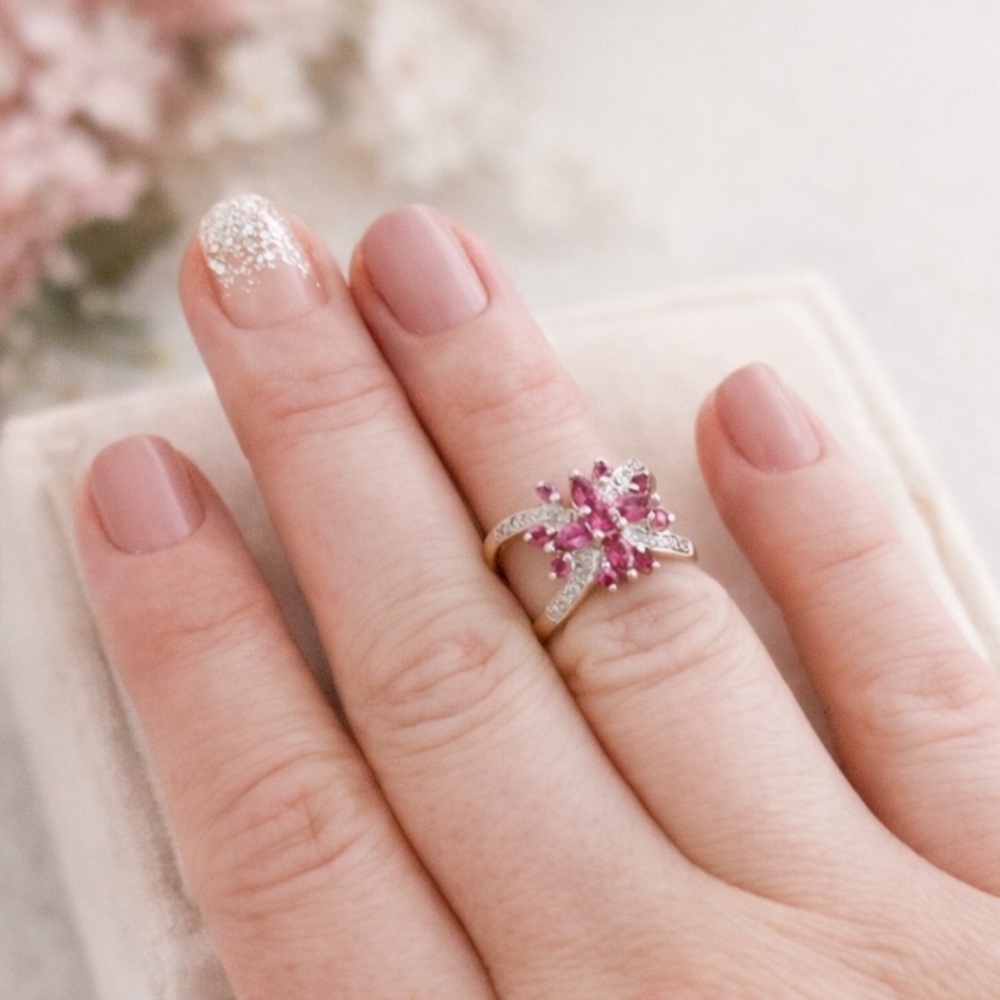 Tourmaline & Diamond Ring 14K White Gold, Unique Engagement / Anniversary Ring - Picture 15 of 15